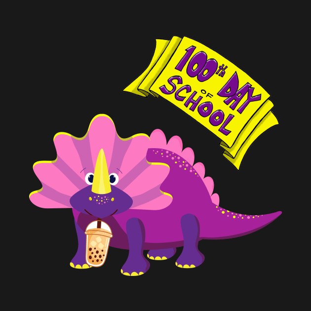 100th Day Of School - 100 Days Smarter dino boba dinosaur by Trendy_Designs