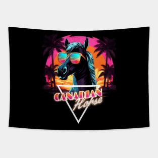 Retro Wave Canadian Horse Vibes Tapestry