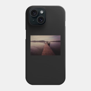 Wooden jetty on the lake at night Phone Case