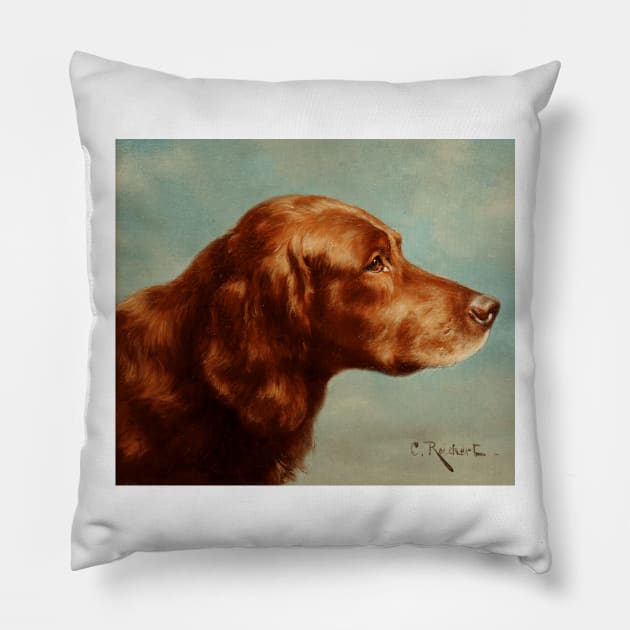 Portrait of an Irish Setter (circa 1900) by Carl Reichert Pillow by Naves