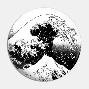 The Great Wave off Kanagawa - Black and White Pin