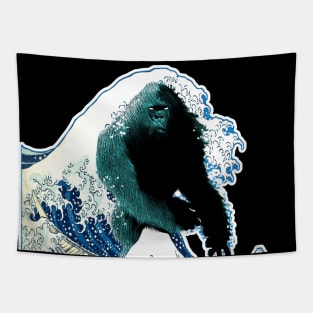 The Great Bigfoot Wave Sasquatch Classic Art Painting Ocean Sea Tapestry