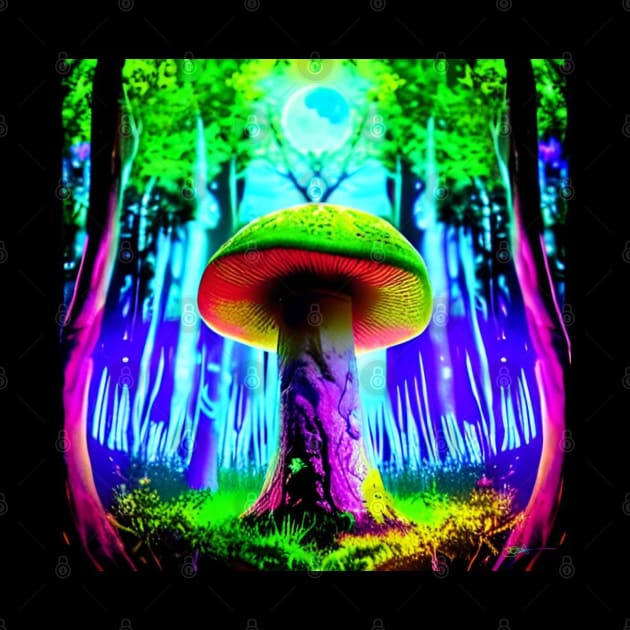 Shrooms Blacklight Poster Art 22 by Benito Del Ray