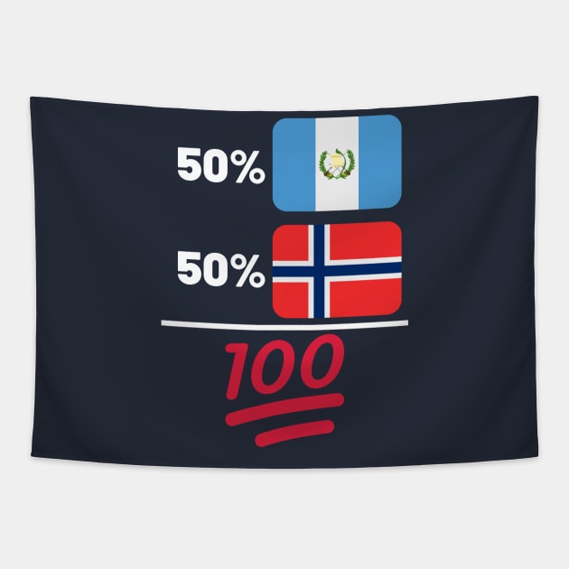 Guatemalan Plus Norwegian Mix Heritage Flag Gift Tapestry by Just Rep It!!