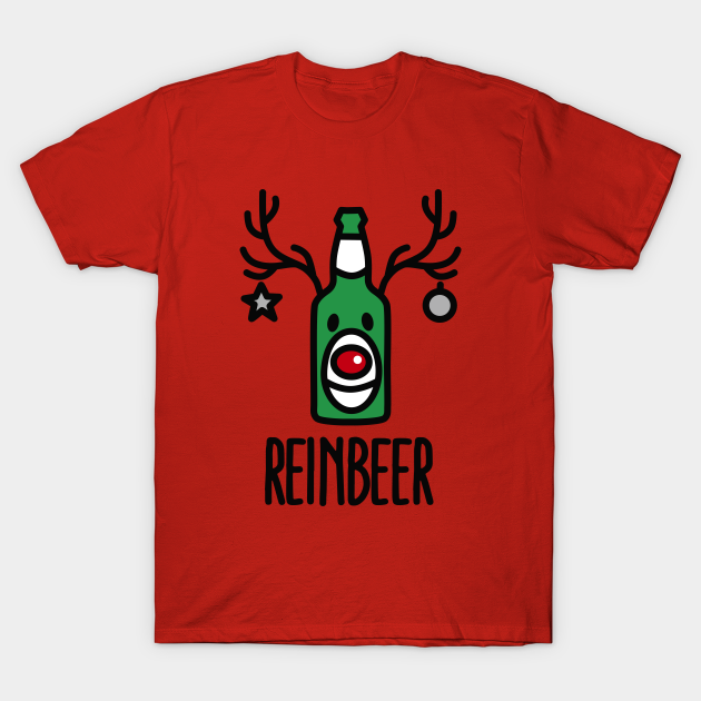 Discover Reinbeer Reindeer Beer funny ugly Christmas pun funny xmas - Christmas Drinking Saying - T-Shirt