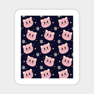 Pink Cats Pattern Magnet