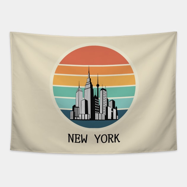 New York sunset design Tapestry by IOANNISSKEVAS