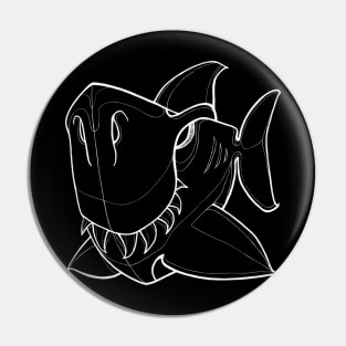 Shark - Black and White Pin