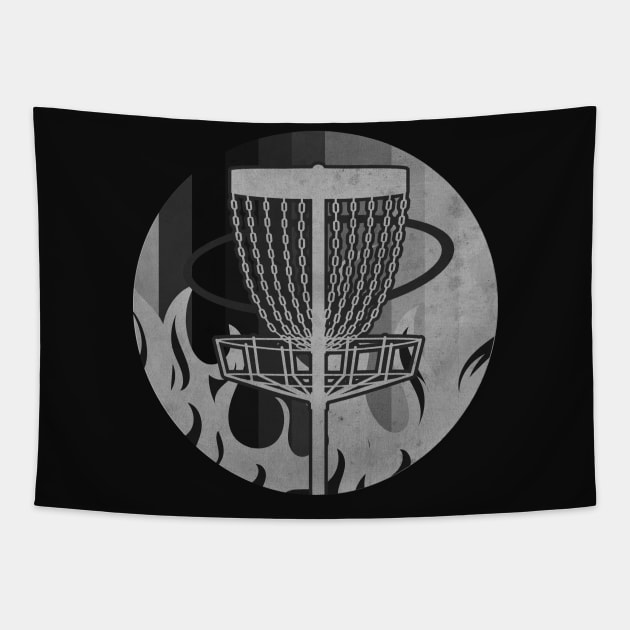 Disc Golf On Fire BW Tapestry by CTShirts