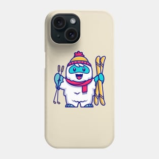 Cute Yeti Playing Ski Cartoon Phone Case