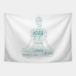 Yoga Wordcloud for Lighter Backgrounds Tapestry