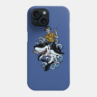 Shaka Sign Skelton Riding Shark Phone Case