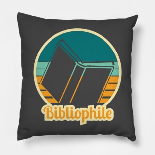 Retro Bibliophile Design Teal &amp; light orange Pillow