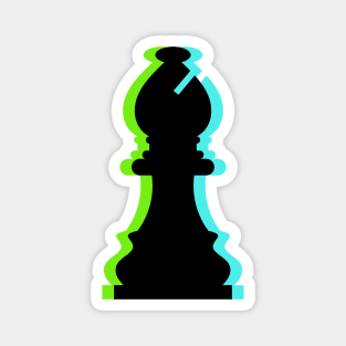 Trippy Bishop Piece (Neon Green And Neon Blue) Magnet