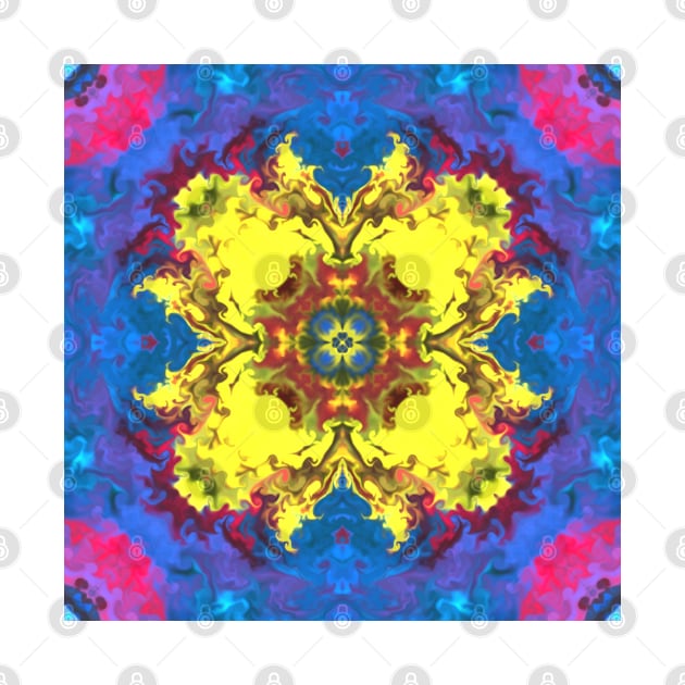 Psychedelic Hippie Yellow Blue and Pink by WormholeOrbital