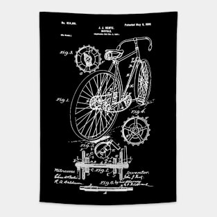 Bicycle Patent White Tapestry