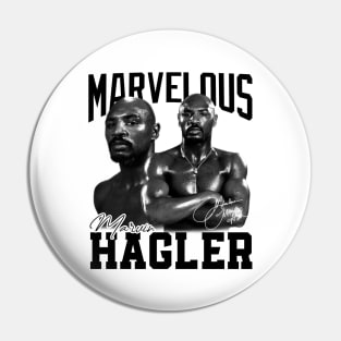 Marvelous Marvin Hagler Boxing Legend Signature Vintage Retro 80s 90s Bootleg Rap Style Pin