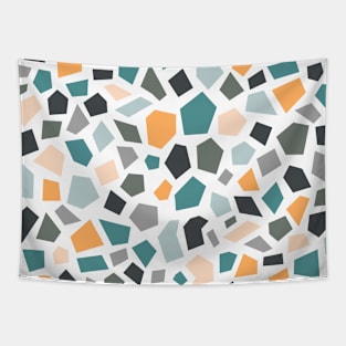 Terrazzo Tile Pattern, Grey, Green and Orange Tapestry