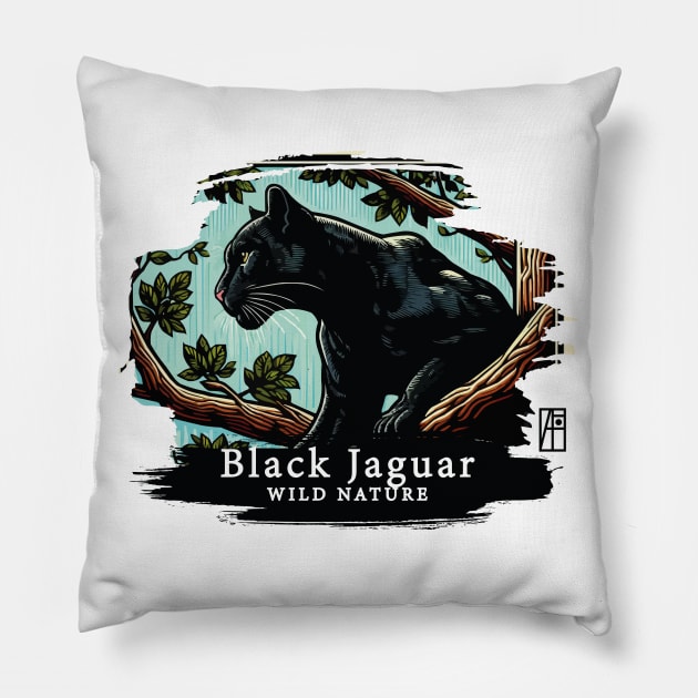 Black Jaguar - WILD NATURE - JAGUAR -16 Pillow by ArtProjectShop