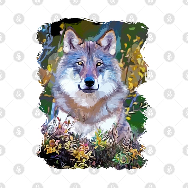 Print with colored wolf by SwetlanaArt