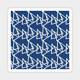 White triangles, geometry on a blue background, abstraction. Magnet