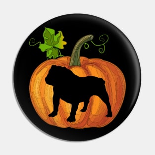 Bulldog in pumpkin Pin