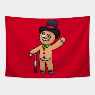 Gingerbread Man With Mustache And Top Hat Tapestry