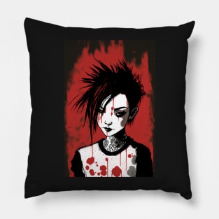 Emo Girl In Red Pillow