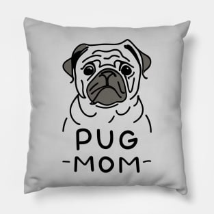 Cute Pug Mom Illustration Pillow
