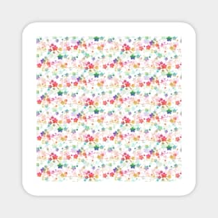 Small Rainbow Bright Pastel Watercolor Flowers and Vines Magnet