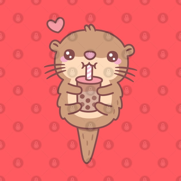 Cute Little Otter Loves Boba Tea by rustydoodle