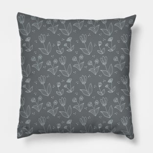 Dark Grey Floral Pattern Designs Pillow