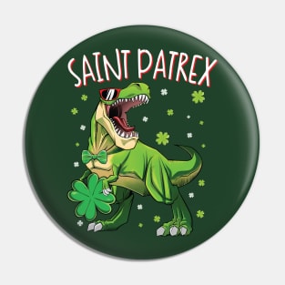 Saint Patrex T rex Dinosaur St Patrick's Day Pin