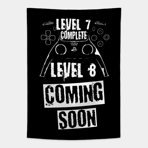 Level 7 Complete, white theme Tapestry by Nana On Here