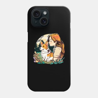 Corgi & Girl Funny Pembroke Welsh Corgi Retro Dog Lover Phone Case