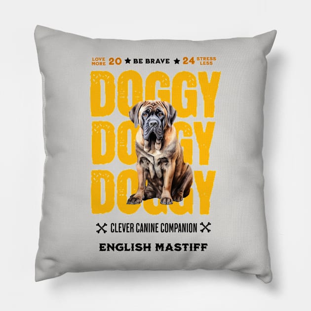 Doggy English Mastiff Pillow by DavidBriotArt