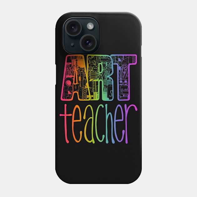 Art Teacher Supplies Doodle in Rainbow Color Phone Case by The Craft ACE