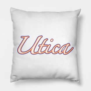 Utica Cursive Orange and Blue Pillow