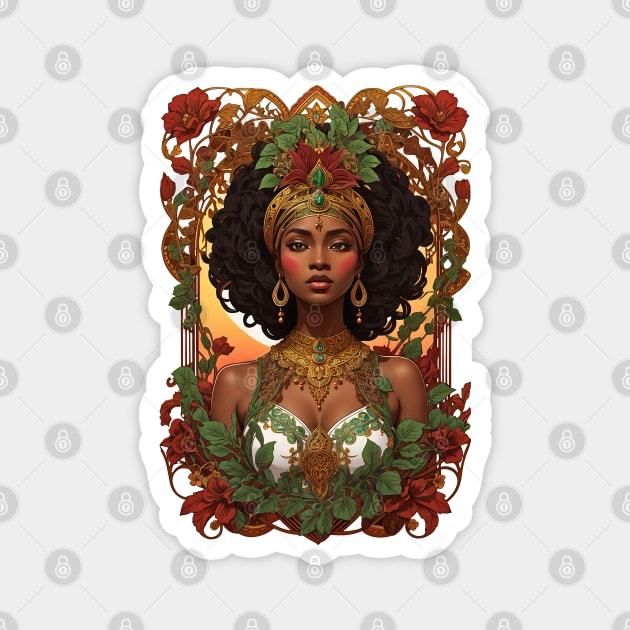 African Queen of Sheba retro vintage floral design Magnet by Neon City Bazaar
