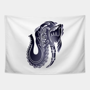 Decorative Elephant Head Side Profile Illustration Tapestry