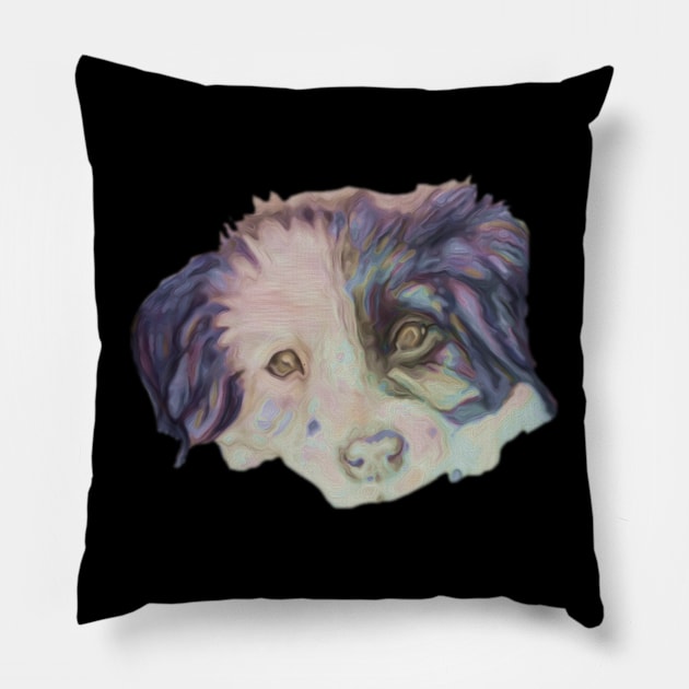 cute border collie puppy Pillow by candimoonart