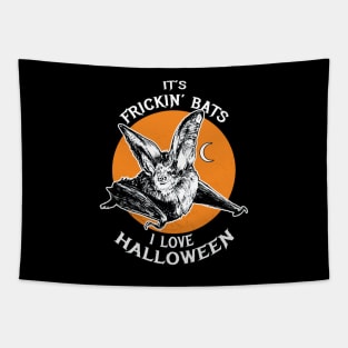 It's frickin' bats I love Halloween, vintage retro vampire bat and moon Tapestry