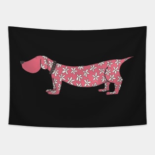 Dachshund: Pink, Flowery Sausage Dog Tapestry