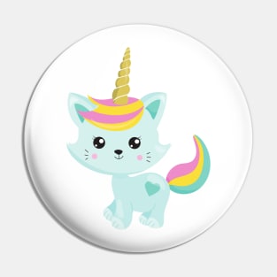 Unicorn Cat, Cute Cat, Blue Cat, Little Cat, Kitty Pin