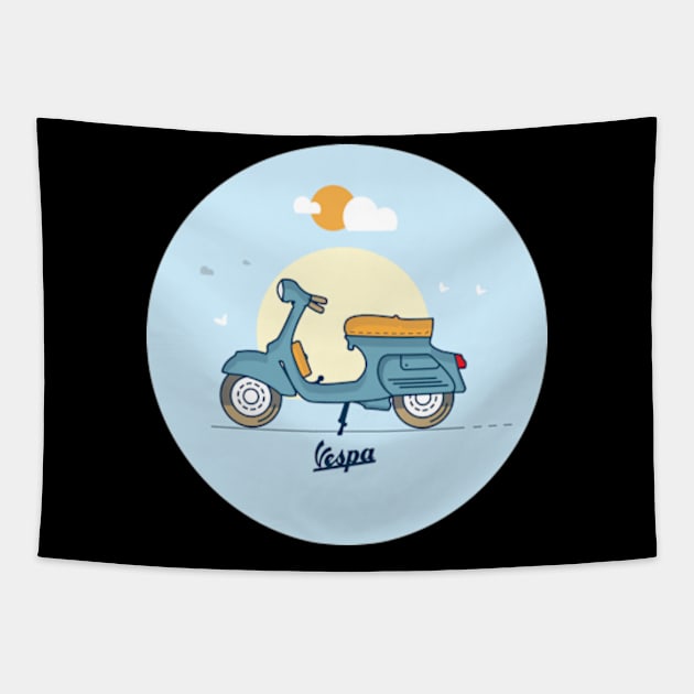 Vespa Vintage Blue Tapestry by REGDYX