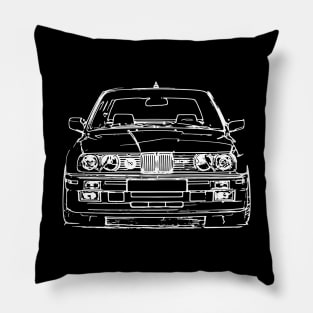 White E30 Car Sketch Art Pillow