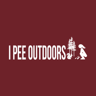 Nature Lover's Women's Tee: 'I Pee Outdoors' Graphic with Trees and Squirrel T-Shirt