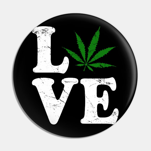 Love Cannabis Weed Vintage Pin by Flippin' Sweet Gear