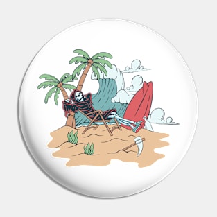 Grim Reaper Relaxing Under a Coconut Tree Pin