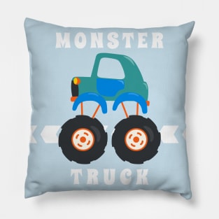 Vector illustration of monster truck with cartoon style Pillow